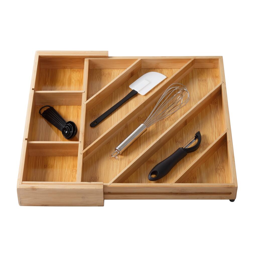 Honey-Can-Do 8-Compartment Bamboo Diagonal Drawer Organizer