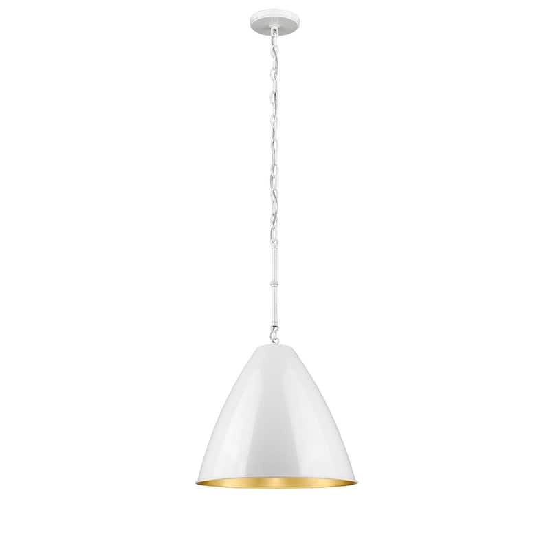 15 Inch Farmhouse Cone Pendant White and Gold