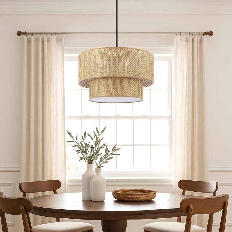 GetLedel 4-Light Bohemian Handwoven Drum Chandelier