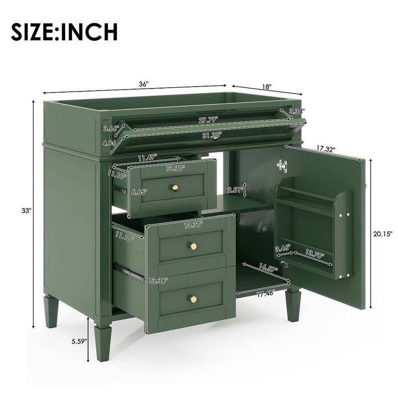 36" Modern Bathroom Vanity with Sink and Medicine Cabinet,2 Soft Closing Doors and 4 Drawers