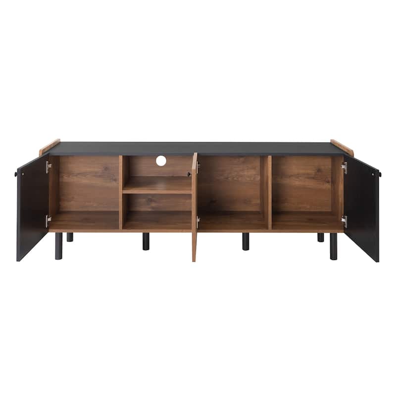 Mid Century TV Stand with 3 Cabinets, Media Console Table for TVs up to 70''