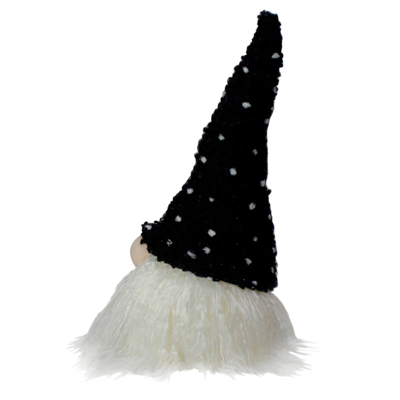 10" LED Lighted Black and White Polka Dot Knit Gnome Christmas Figure