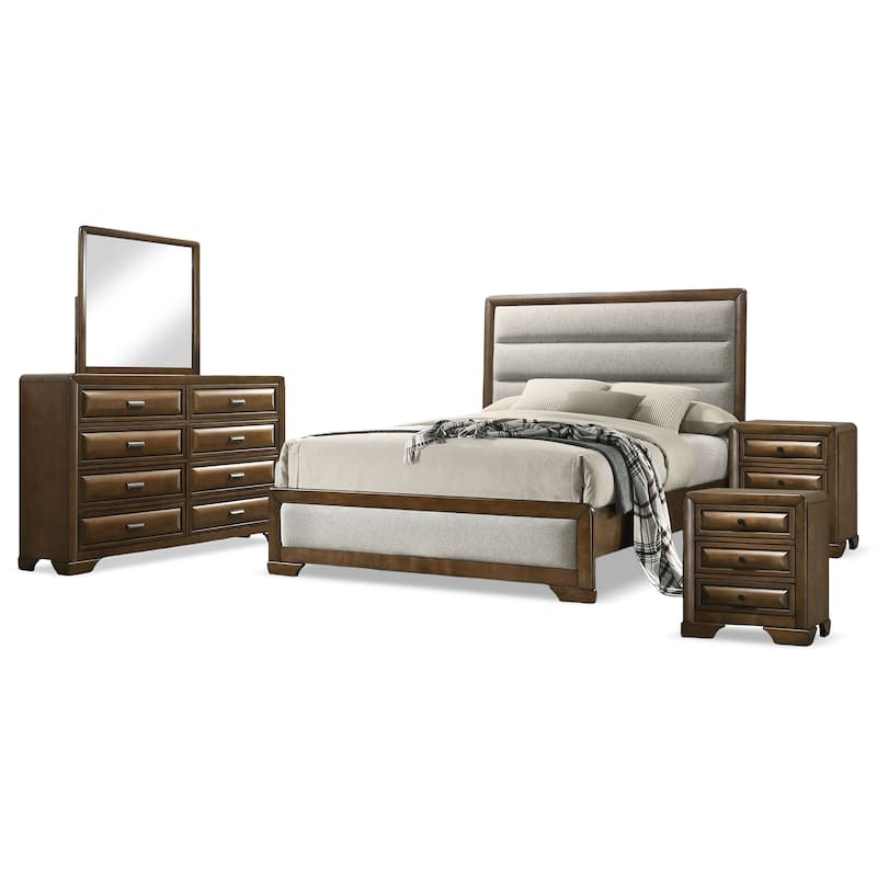 Furniture of America Collins 5-Piece Brown Solid Wood Oversized Bedroom Set