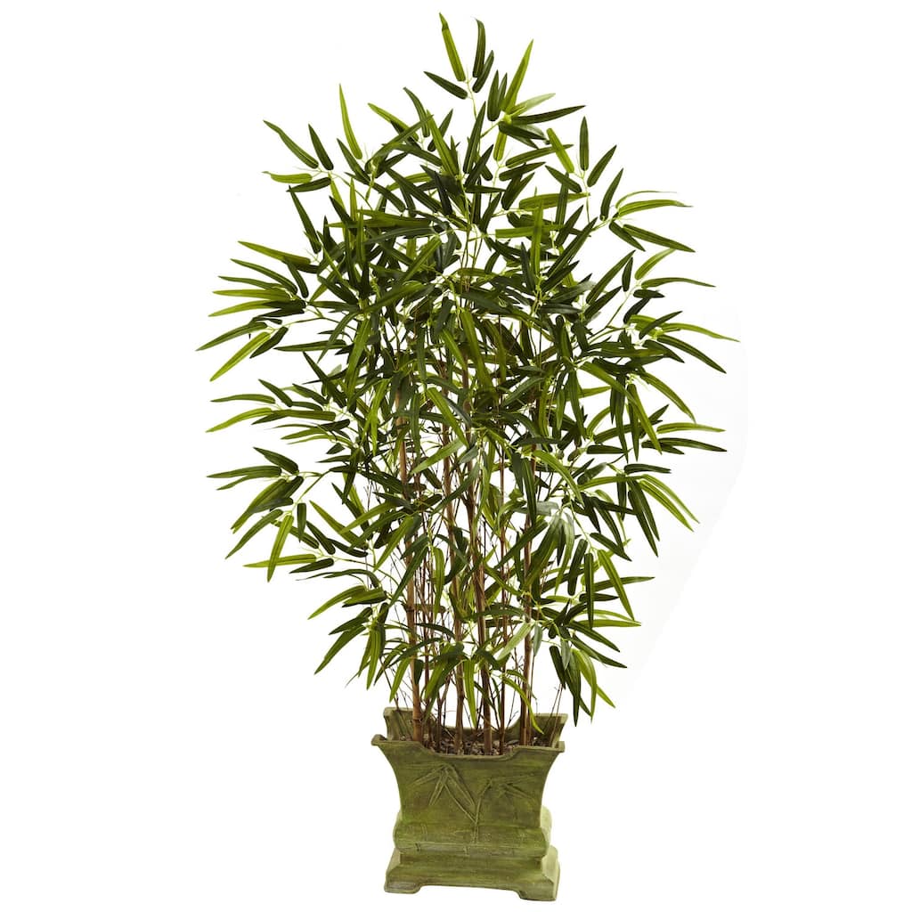 Artificial Bamboo Tree with Planter - 45 Inch Tropical Decor - Green Faux Plant for Home Office
