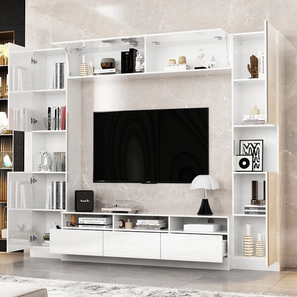 Glossy white entertainment center sales