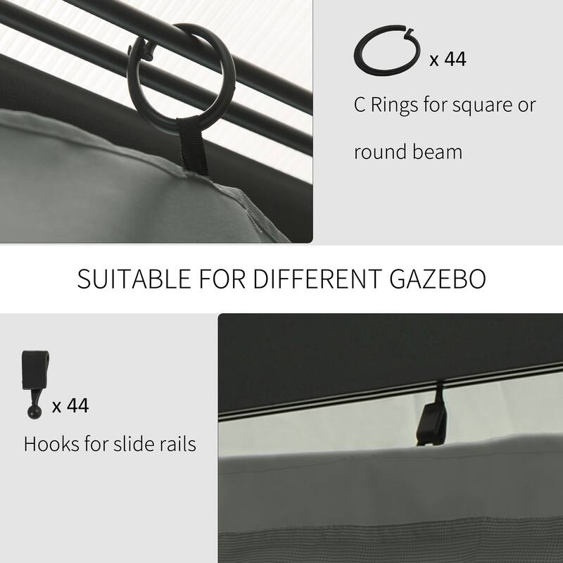 Outsunny 9.84' x 11.8' Gazebo Sidewall Set with Hooks/C-Rings