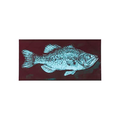 Largemouth Bass Turquoise (20 x 40) Canvas Art Print