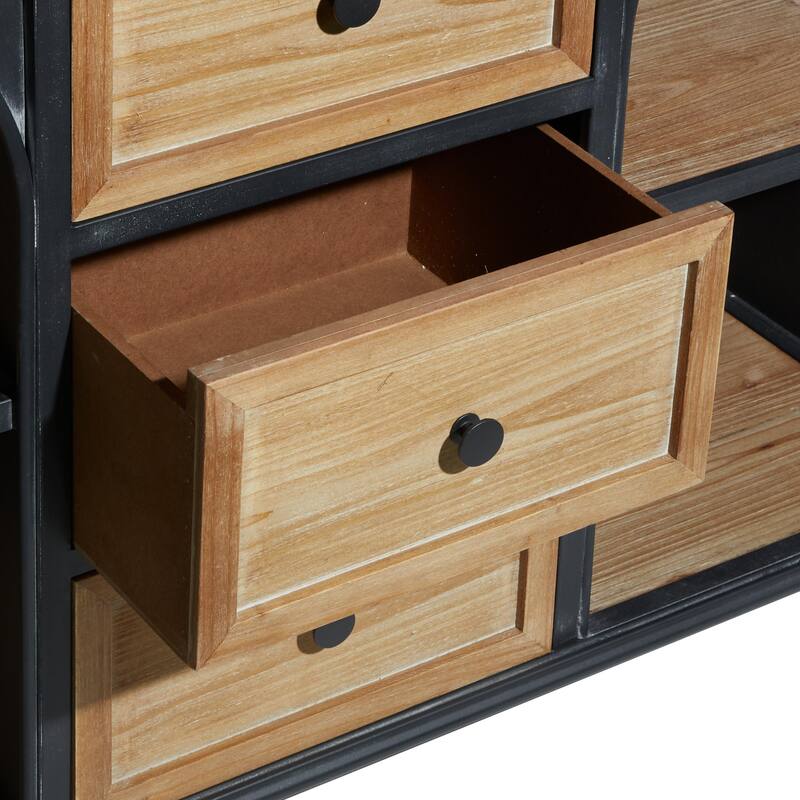 Wood 3 Drawer and 4 Shelf Cabinet - Brown - Roche River Decor