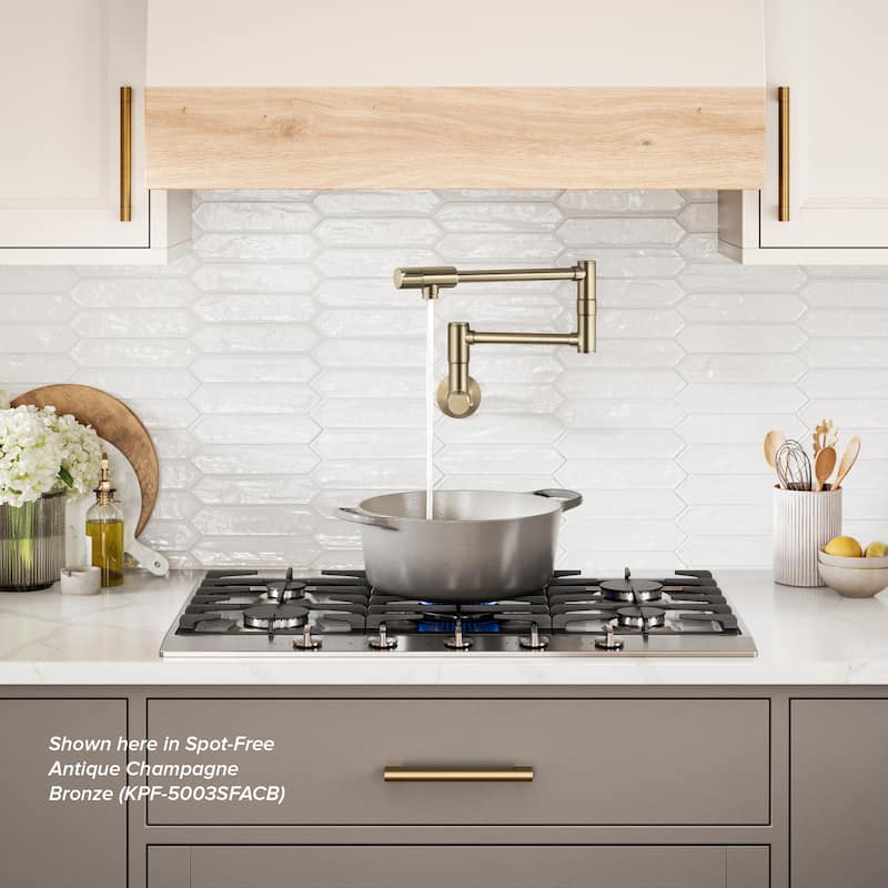 KRAUS Bolden 2 Handle Wall Mount Pot Filler Faucet w/ Retractable Arm
