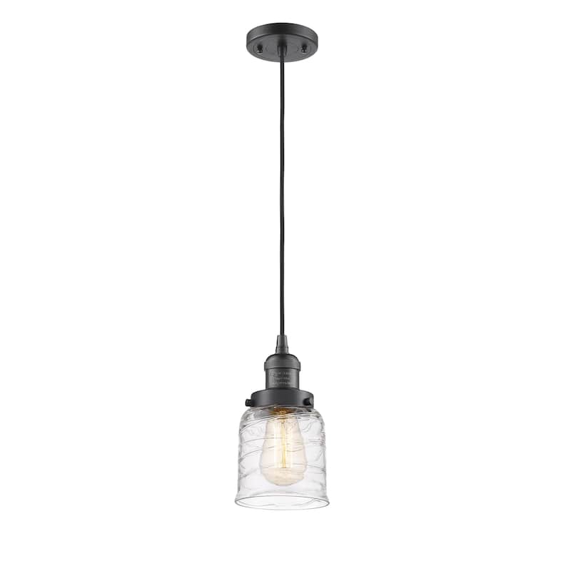 Innovations Lighting Franklin Restoration Bell - 1 Light 5" Cord Hung Mini Pendant - Deco Swirl/Oil Rubbed Bronze