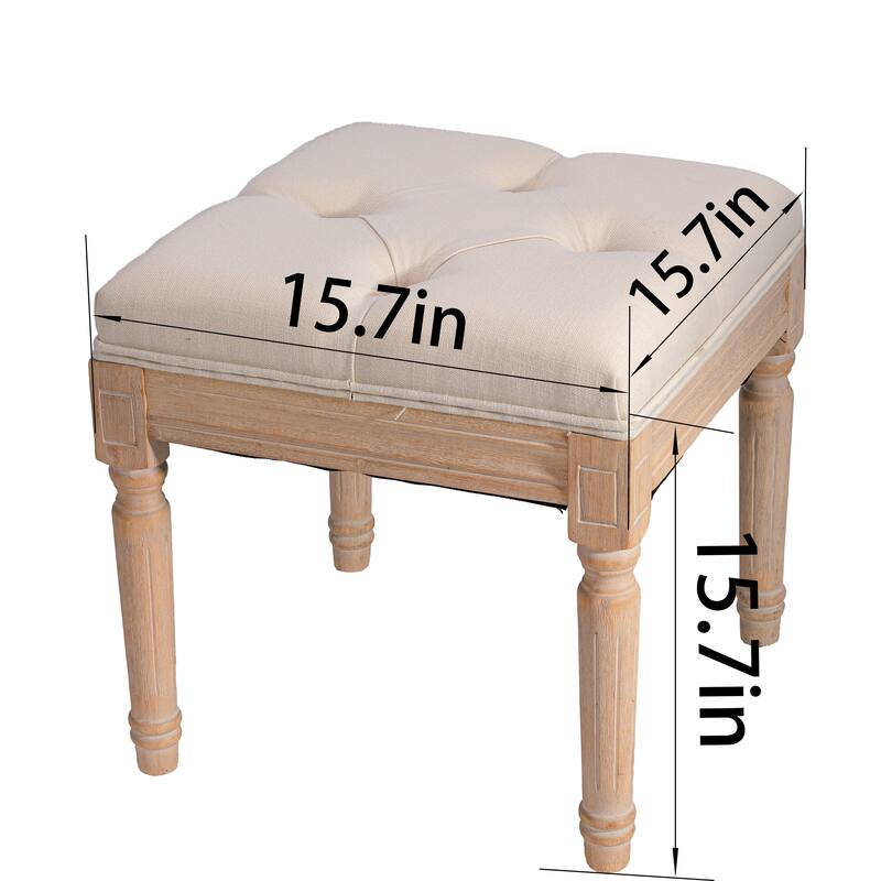 Small Padded Bench, Square Upholstered Rustic Ottoman Bench, Vanity Stools for Bedroom