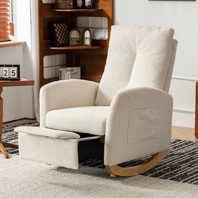 Accent Rocking Chair with Footrest and High Back