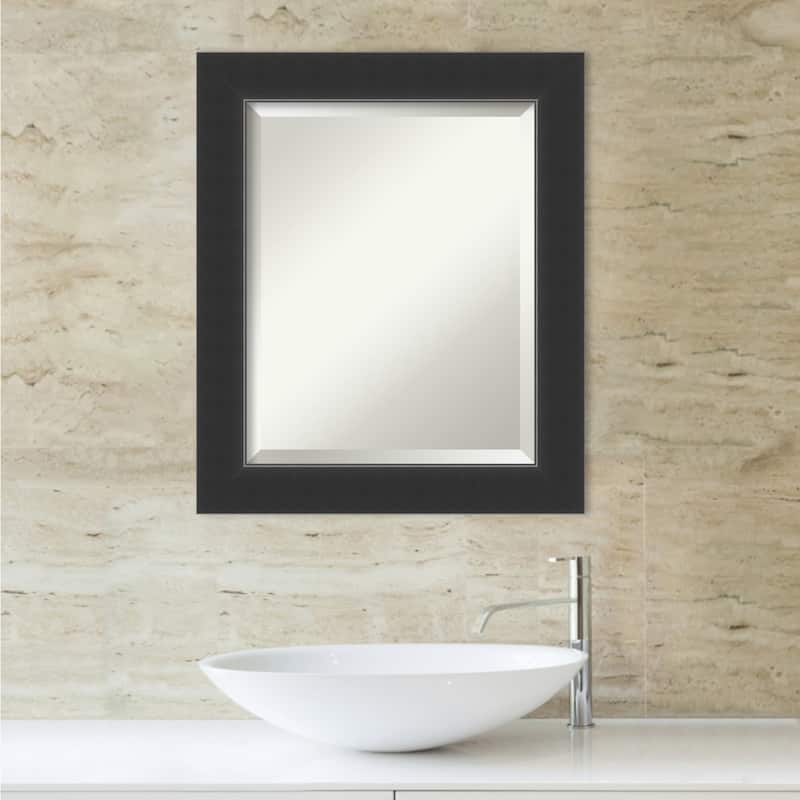 Beveled Wood Bathroom Wall Mirror - Corvino Black Frame
