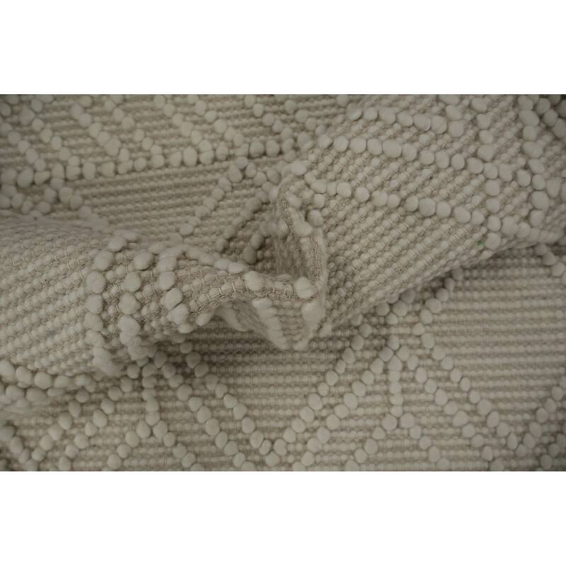 Hand Knotted Oriental 100% Wool Carpet Modern Geometric Beige & Ivories Modern Gotti Design Area Rug - 3' 6'' X 2' 1''