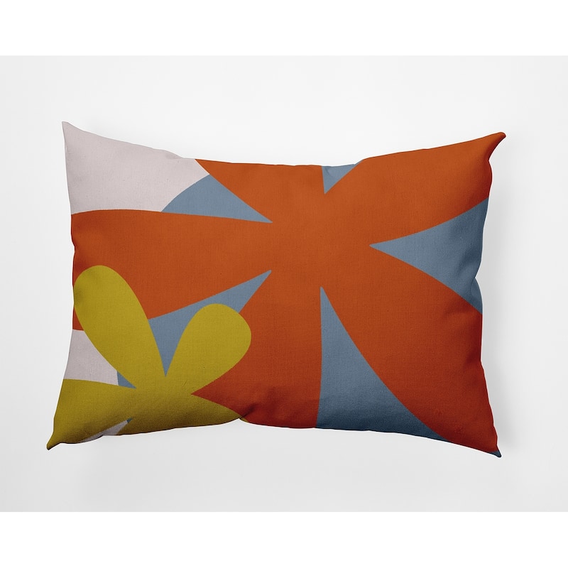 Bold Flowers Polyester Indoor Pillow - Perfect Orange - 14" x 20"