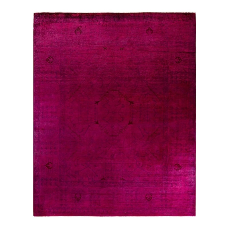 Overton Hand Knotted Wool Vintage Inspired Modern Contemporary Overdyed Pink Area Rug - 8' 2" x 10' 1"