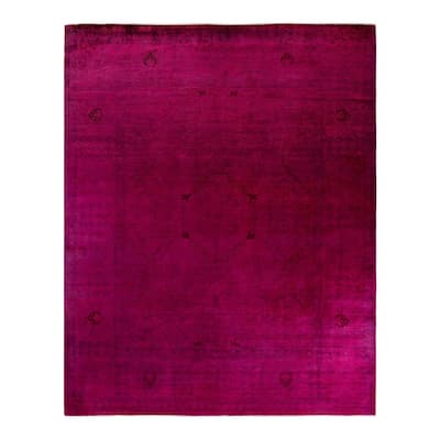 Overton Hand Knotted Wool Vintage Inspired Modern Contemporary Overdyed Pink Area Rug - 8' 2" x 10' 1"