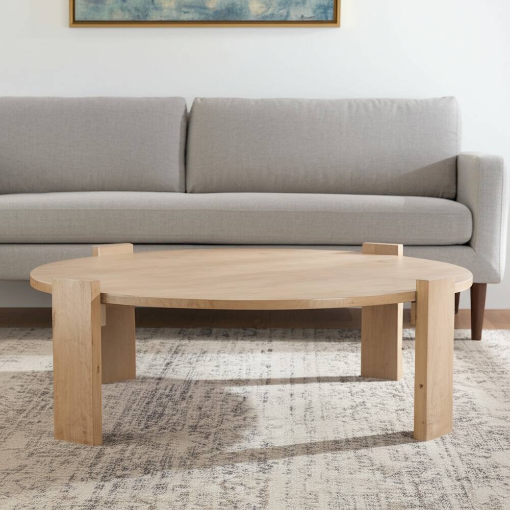 HomeRoots 48" Natural Solid Wood Oval Coffee Table - 48' X '16' X '30
