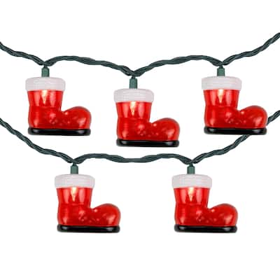 10-Count Santa's Boots Christmas Light Set 7.5ft Green Wire - 117"