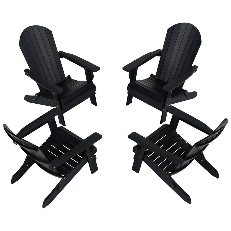 Vineyard HIPS Outdoor Folding Eco-Friendly All Weather Seashell Adirondack Chair (Set of 4)