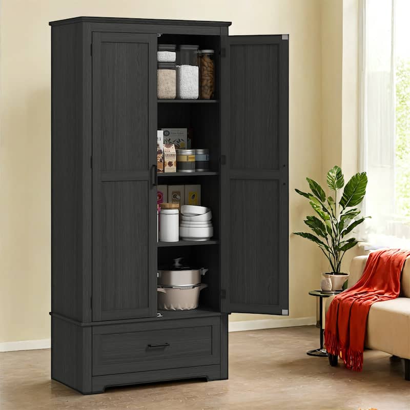69" Farmhouse Pantry Cabinet - Cream White
