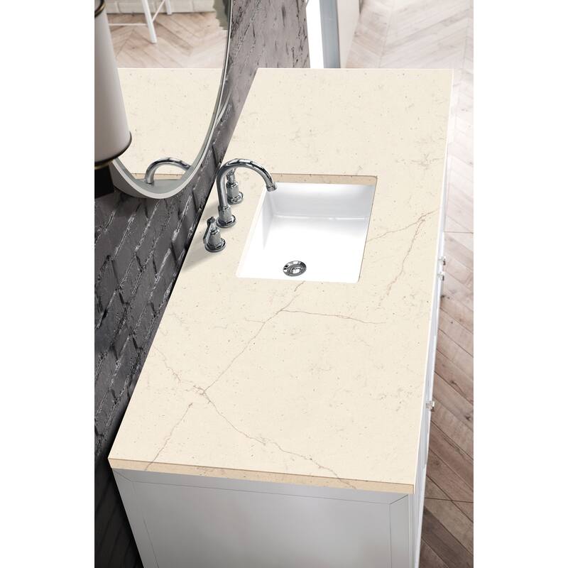 James Martin Vanities Athens 60" Single Vanity Cabinet, Glossy White - Eternal Marfil Quartz