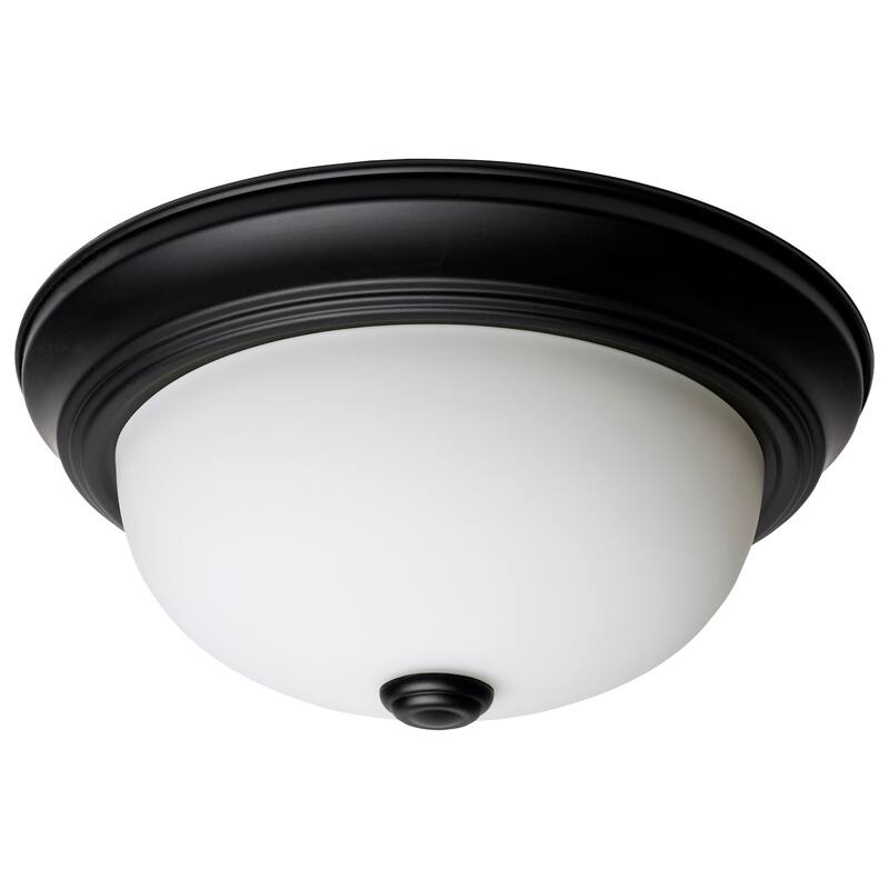2 Light 11 Inch Flush Mount Matte Black Finish Opal Glass - Matte Black