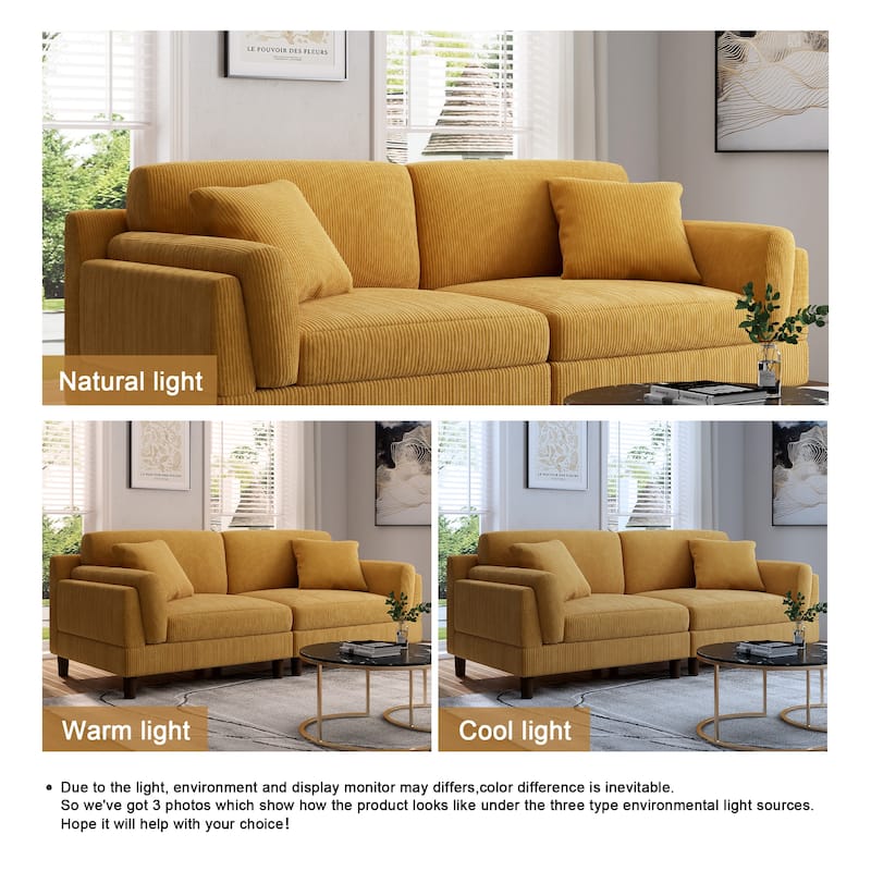 90" Corduroy Sectional Sofa Lounge Sleeper Sofa