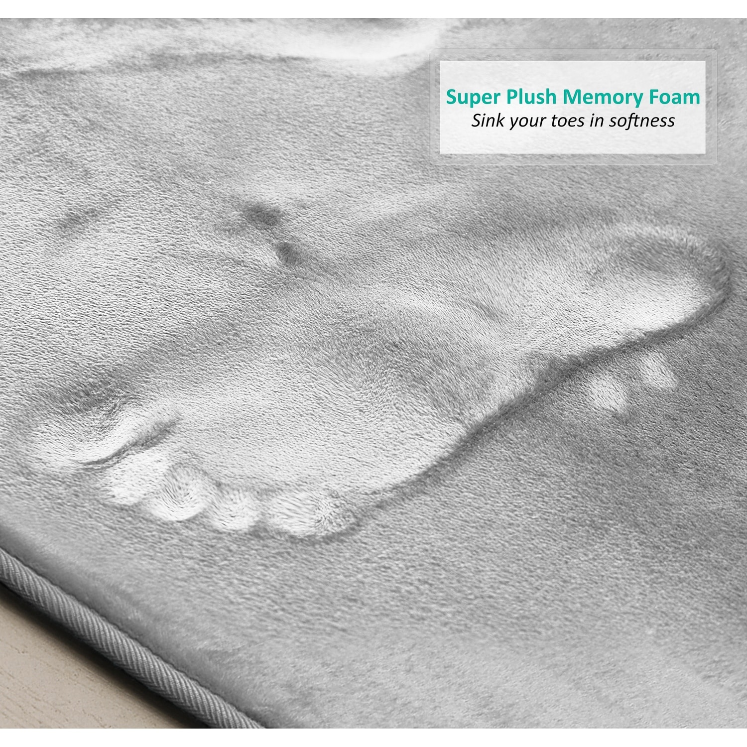 Clara Clark Memory Foam Bath Mat Ultra Soft Non Slip and Absorbent Bathroom Rug, Contour, Gray