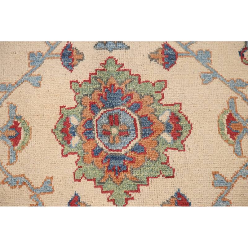 Ivory Kazak Area Rug Handmade Wool Carpet - 8'10"x 11'6"