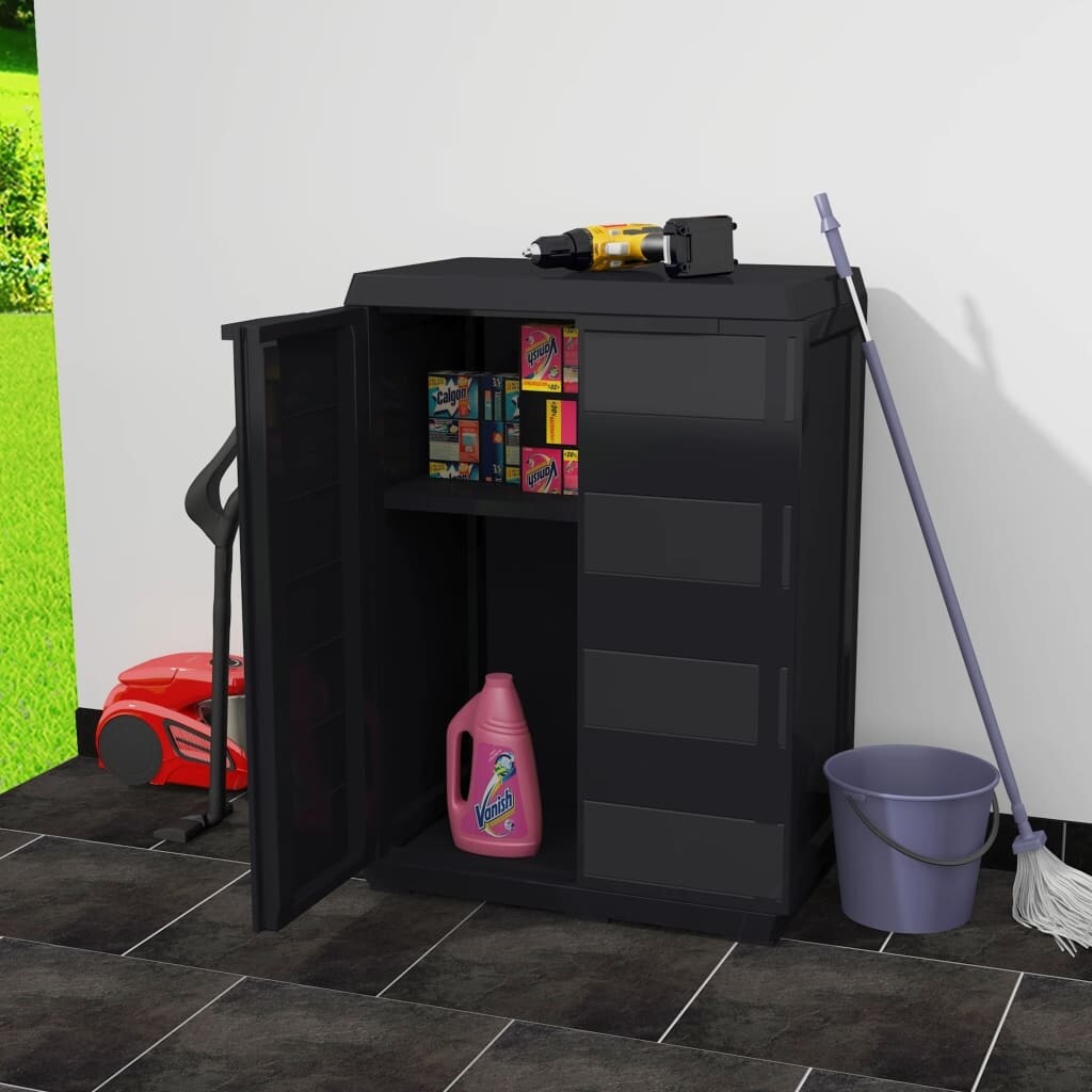 Shop Vidaxl Garden Storage Cabinet With 1 Shelf Black Overstock 27798473