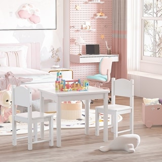 Kids Wood Table and 2 Chairs Set, Ideal for Arts & Crafts, Snack Time ...