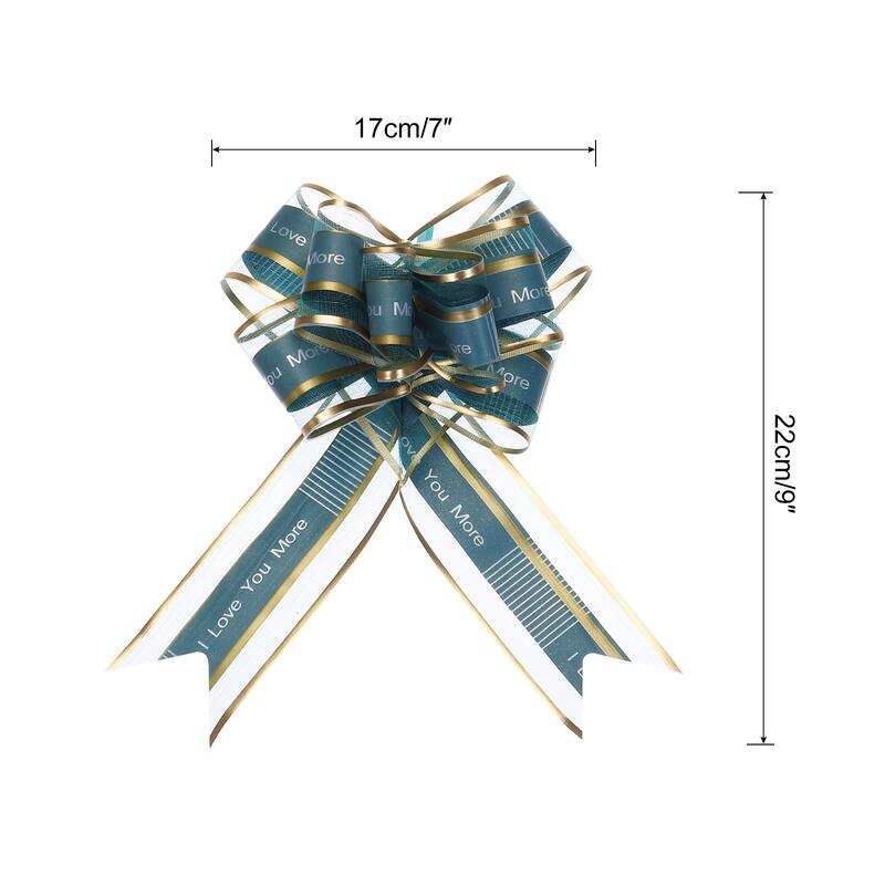10pcs Large Pull Bow Love You Gift Wrapping Bows Ribbon Organza - Dark Green - 9 Inch