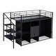 preview thumbnail 20 of 18, Metal Loft Bed with Drawers, Storage Staircase, and Wardrobe