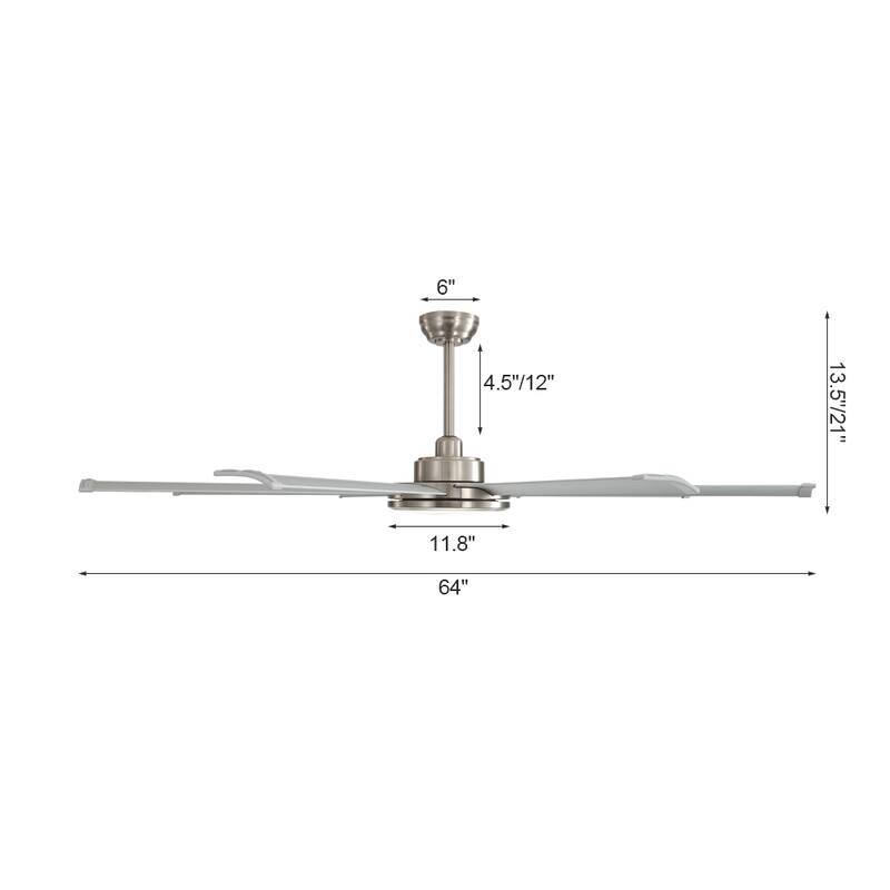 WINGBO 64" and 72" and 80" and 96" Indoor Ceiling Fan with LED Light and Remote