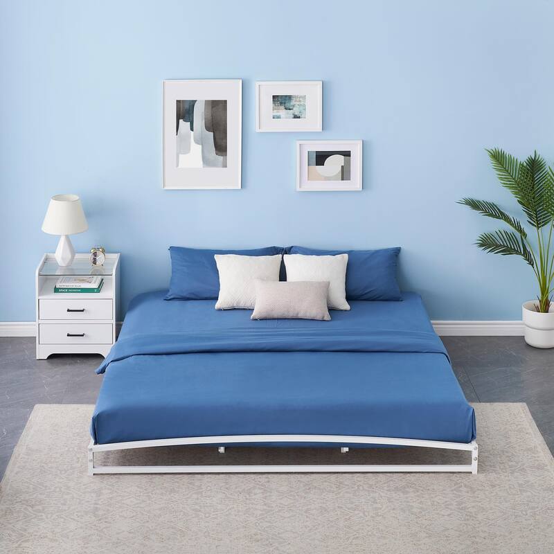 10 Inch Low Profile Platform Bed Frame - White 6 King - King