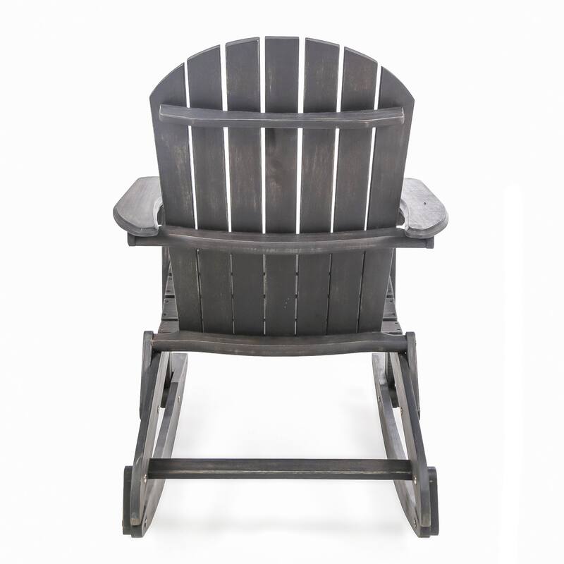 Dark Grey Wood Adirondack Outdoor Rocking Chair