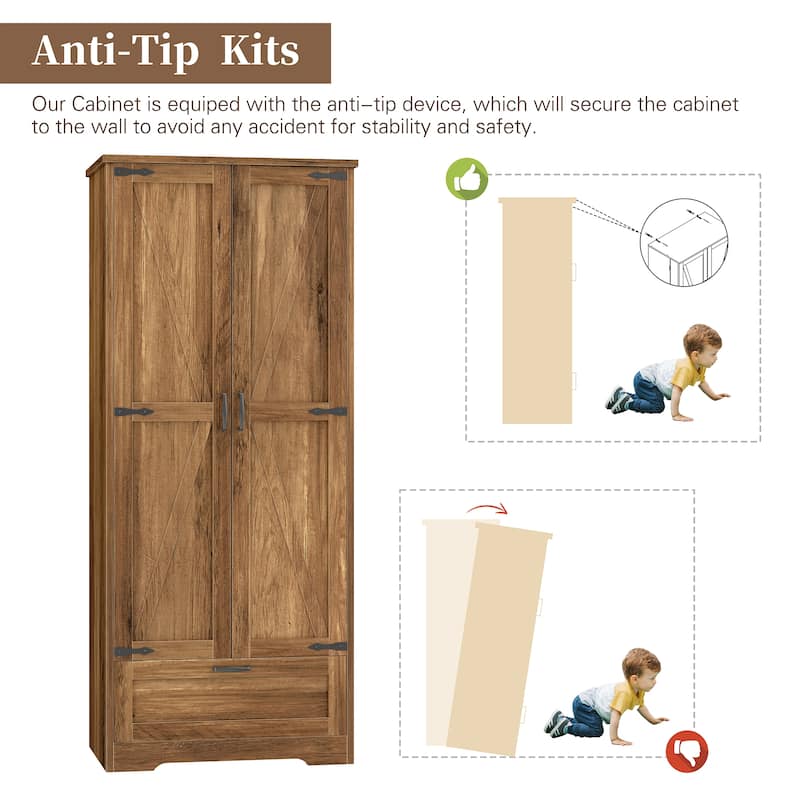 Beverage Cabinet with Drawer & Adjustable Shelves - Storage Organizer for Kitchen, Pantry, or Dining Room