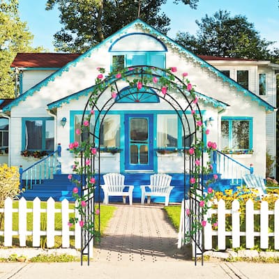 Metal Garden Arch L59'' x W17.71'' x H90.55'' Climbing Plants Support Rose Arch Outdoor