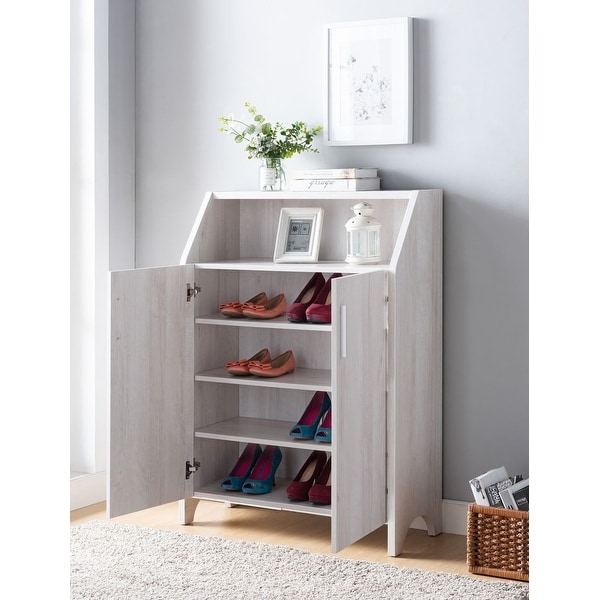 White and oak clearance shoe cabinet
