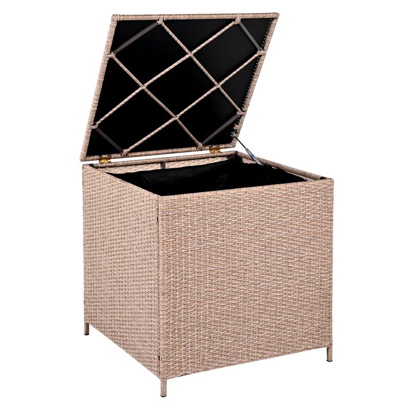 6-Piece All-Weather Outdoor PE Rattan Sofa Set - Patio Wicker Sectional with Storage Box, Removable Covers & Table