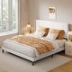 preview thumbnail 53 of 73, Queen/ Full Vertical Channels Upholstered Bed with Wingback Headboard White - King