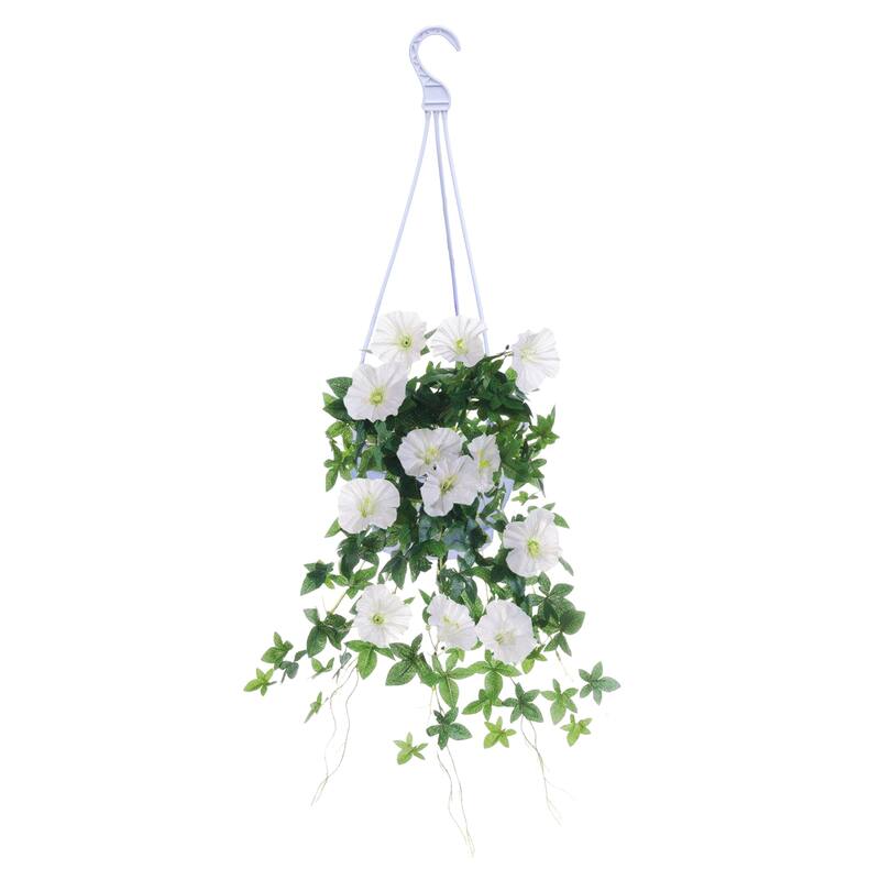 Morning Glory Artificial Hanging Bush - 20" - Cream