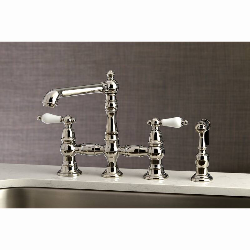 Kingston Brass English Country Bridge Kitchen Faucet with Sprayer