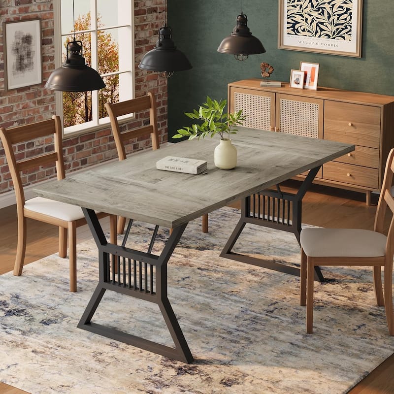 Rectangular Dining Table for 6-8, Modern Wooden Dining Table