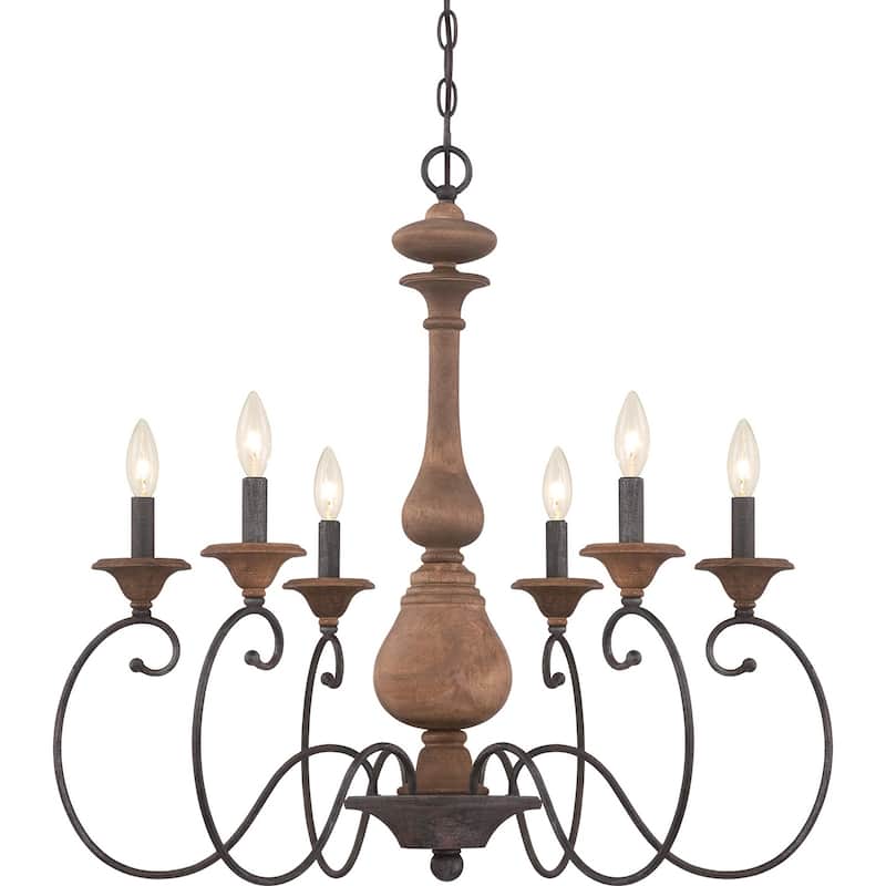 Auburn 6-Light Chandelier in Rustic Black