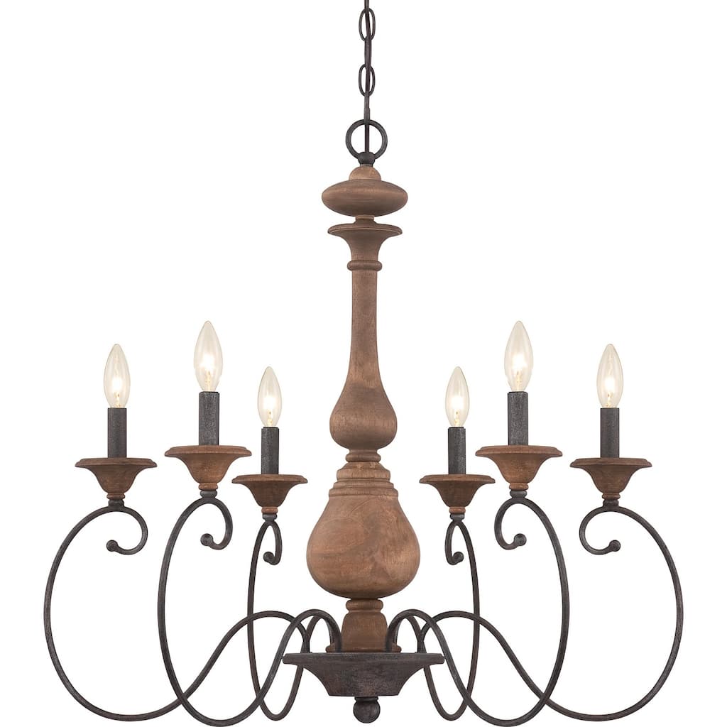 Auburn 6-Light Chandelier in Rustic Black