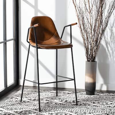 SAFAVIEH Tanner Mid-century Faux Leather Barstool