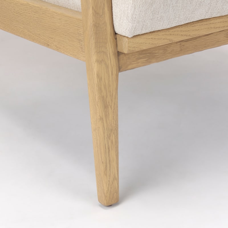 Raeleigh Cream Fabric w/ Light Brown Solid Beechwood Frame Accent Chair - 27.9"W x 34"D x 34.4"H