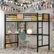 preview thumbnail 2 of 13, Twin Metal Loft Bed with Shelves, 2 built-in ladders and Desk, Black